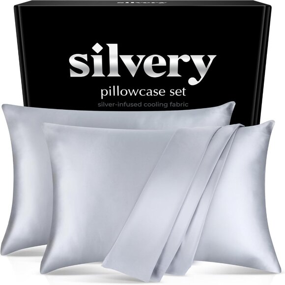 Queen Silver Infused Pillowcases - Cooling & Self-Cleaning for Hygienic Sleep